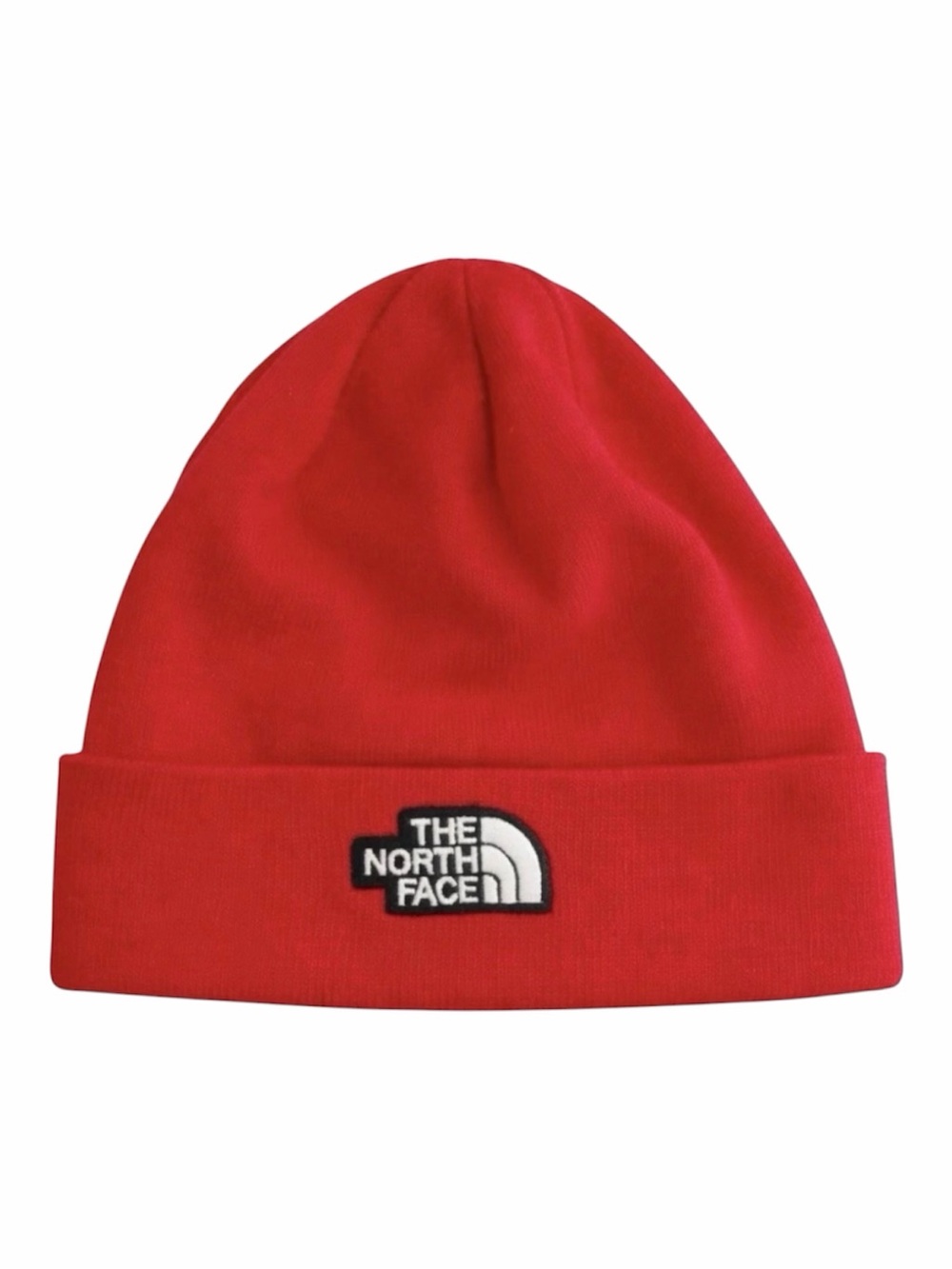 NWOT Mens The North Face Dock Worker Recycled Cuffed Beanie Hat Ski Cap TNF Red